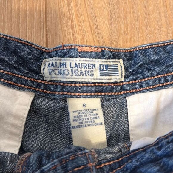Vintage Ralph Lauren Polo Denim Jean Pleated Front Shorts Womens Size 6 100% Cot - Picture 2 of 9